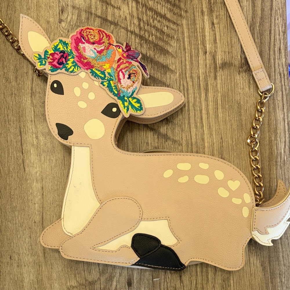 Betsy Johnson Floral Deer Purse